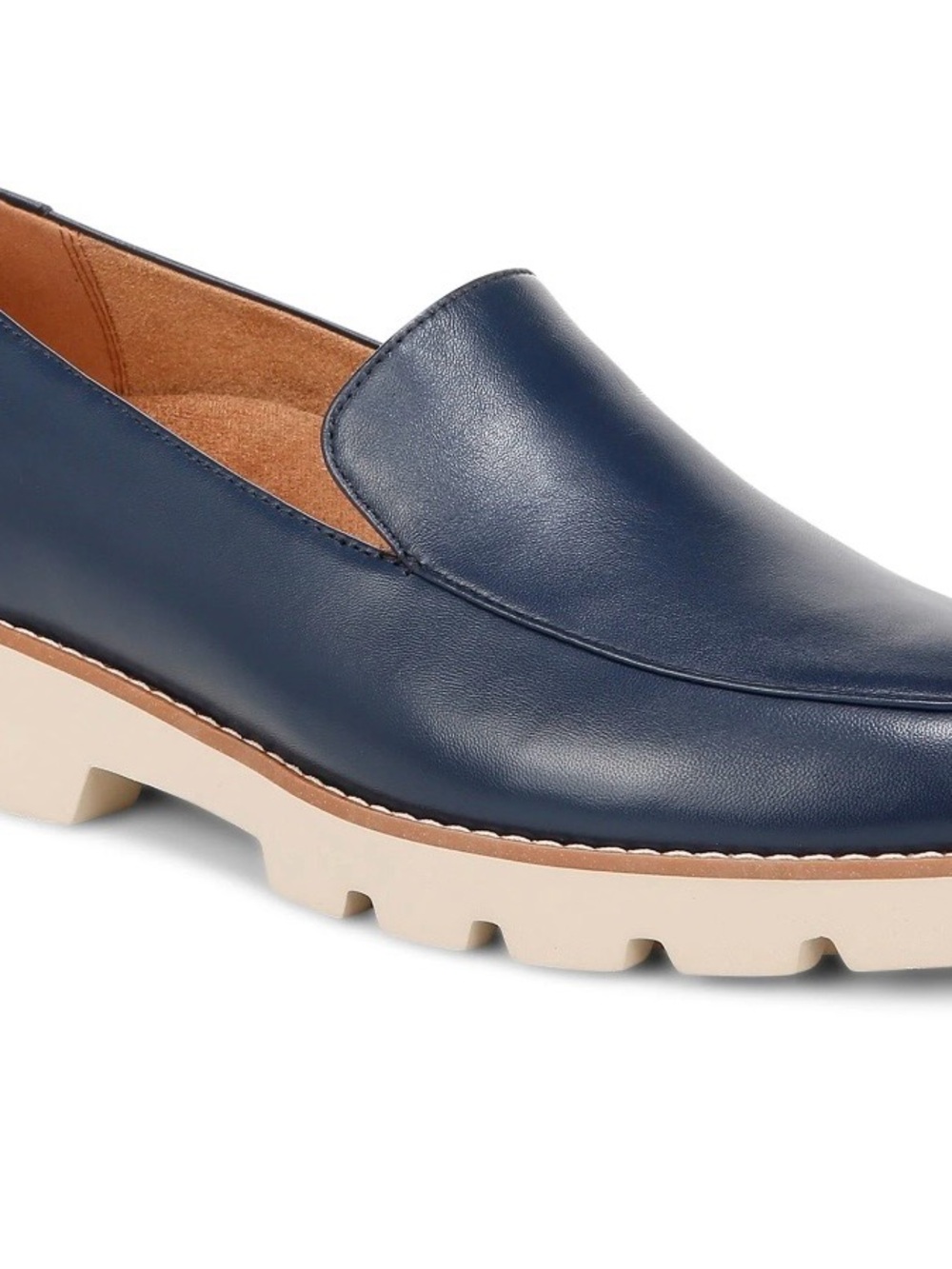 Vionic Navy Leather Lug Sole Slip-On